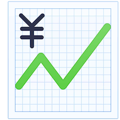 Grafico con andamento positivo e simbolo dello yen Emoji Facebook
