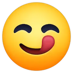 😋 Cara sorridente, a lamber os lábios Emoji nos Facebook