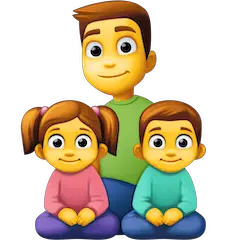 Família composta por pai, filho e filha Emoji Facebook