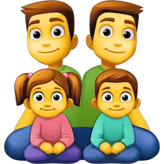 👨‍👨‍👧‍👦 Keluarga Dengan Dua Ayah, Anak Laki-Laki Dan Perempuan Emoji Di Facebook