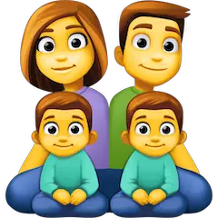 👨‍👩‍👦‍👦 Famiglia con madre, padre e due figli Emoji su Facebook