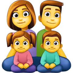 Familie mit Mutter, Vater, Sohn und Tochter Emoji Facebook