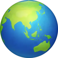 Globe centré sur l’Asie et l’Australie Émoji Facebook