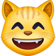 😸 Cara de gato com sorriso a mostrar os dentes Emoji nos Facebook