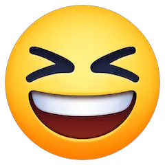 Cara com sorriso a mostrar os dentes e os olhos bem fechados Emoji Facebook