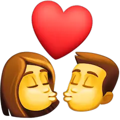 Uomo e donna che si baciano on Facebook