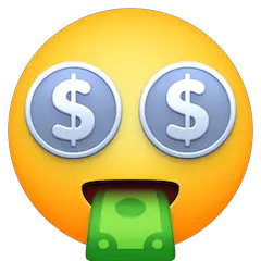 🤑 Cara con el símbolo del dolar en la boca Emoji en Facebook