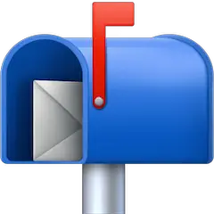 Открытый почтовый ящик с поднятым флажком Эмодзи на Facebook