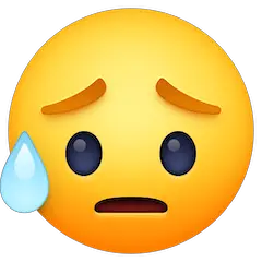 Enttäuschtes, aber erleichtertes Gesicht Emoji Facebook