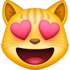 😻 Muso di gatto sorridente con gli occhi a forma di cuore Emoji su Facebook