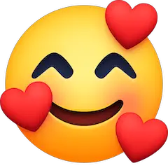 Cara sorridente com corações Emoji Facebook