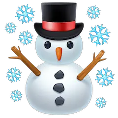 Boneco de neve com flocos de neve Emoji Facebook