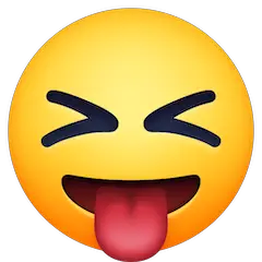 Gesicht mit herausgestreckter Zunge und geschlossenen Augen Emoji Facebook