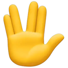 Mão aberta com separação entre o dedo médio e o anelar Emoji Facebook