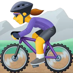 Mujer en bici de montaña Emoji Facebook