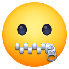 Gesicht mit Reißverschluss als Mund Emoji Facebook