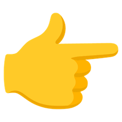 Dorso da mão com dedo indicador a apontar para a direita Emoji Google Android, Chromebook