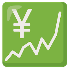 Gráfica de evolución ascendente con el símbolo del yen Emoji Google Android, Chromebook
