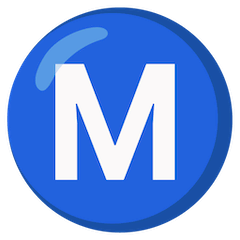 M en un círculo Emoji Google Android, Chromebook