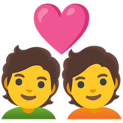 Влюбленная пара с сердцем Эмодзи на Google Android и Chromebook