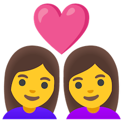 👩‍❤️‍👩 Due donne con cuore Emoji su Google Android, Chromebooks