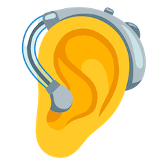 Ухо со слуховым аппаратом Эмодзи на Google Android и Chromebook