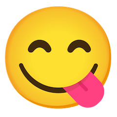 Cara sorridente, a lamber os lábios Emoji Google Android, Chromebook