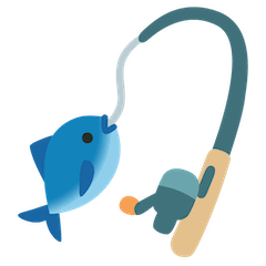 Caña de pescar con pez Emoji Google Android, Chromebook