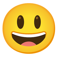 Широко улыбающееся лицо с открытым ртом Эмодзи на Google Android и Chromebook