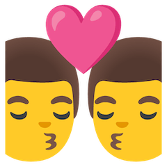Поцелуй двух мужчин Эмодзи на Google Android и Chromebook