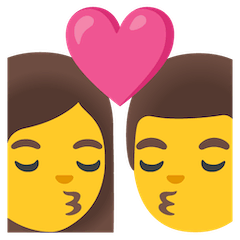 👩‍❤️‍💋‍👨 Homme et femme s’embrassant Émoji sur Google Android, Chromebooks