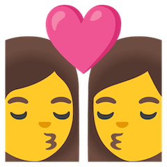 👩‍❤️‍💋‍👩 Dos mujeres dándose un beso Emoji en Google Android, Chromebooks