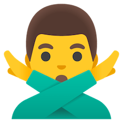 🙅‍♂️ Uomo che fa segno di no Emoji su Google Android, Chromebooks