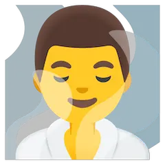 🧖‍♂️ Hombre en una sauna Emoji en Google Android, Chromebooks