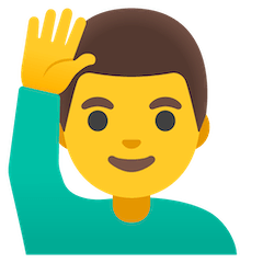 🙋‍♂️ Uomo che alza una mano Emoji su Google Android, Chromebooks
