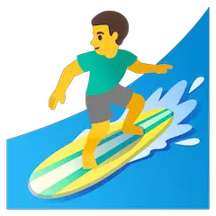 Man Surfing Emoji on Google Android and Chromebooks