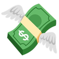 Деньги с крыльями Эмодзи на Google Android и Chromebook