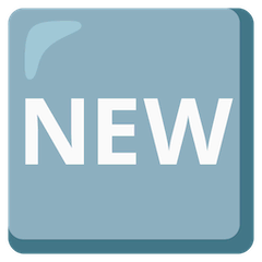 Simbolo con la parola “Nuovo” in lingua inglese Emoji Google Android, Chromebook