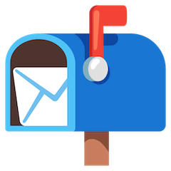 Cassetta della posta aperta con la bandiera alzata Emoji Google Android, Chromebook