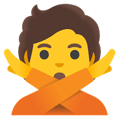 Persona haciendo el gesto de “no” Emoji Google Android, Chromebook