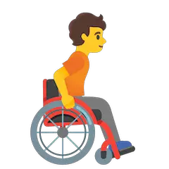 Человек в ручном инвалидном кресле, лицом вправо on Google
