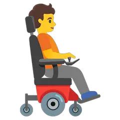 Personne en fauteuil roulant motorisé tournée vers la droite on Google