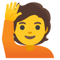 Person mit ausgestrecktem, erhobenem Arm Emoji Google Android, Chromebook