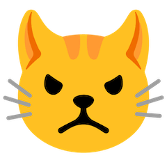 Muso di gatto accigliato Emoji Google Android, Chromebook