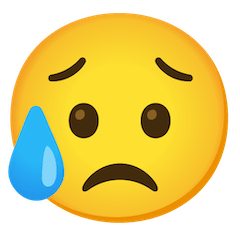 😥 Cara de decepcion y alivio Emoji en Google Android, Chromebooks