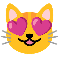 😻 Cara de gato sonriente con los ojos en forma de corazon Emoji en Google Android, Chromebooks