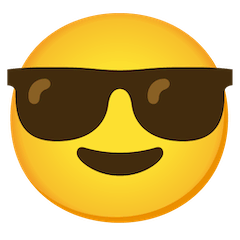 😎 Visage souriant avec des lunettes de soleil Émoji sur Google Android, Chromebooks