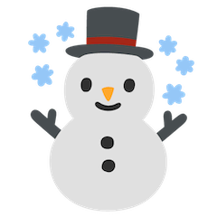 Muñeco de nieve con copos de nieve Emoji Google Android, Chromebook