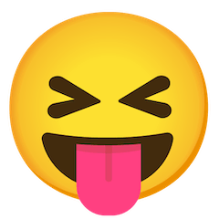 Gesicht mit herausgestreckter Zunge und geschlossenen Augen Emoji Google Android, Chromebook