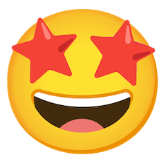Faccina con occhi a forma di stella Emoji Google Android, Chromebook